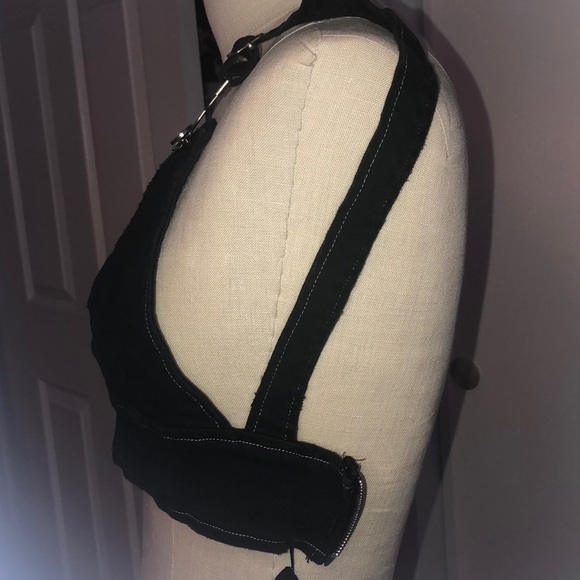 Black denim bralette. LF Brand - Picture 2 of 3